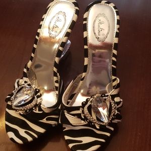 Zebra embellished women's heels